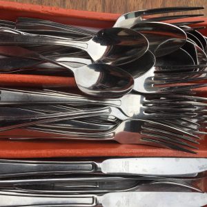 Set Of Silverware Knives, Forks & Spoons