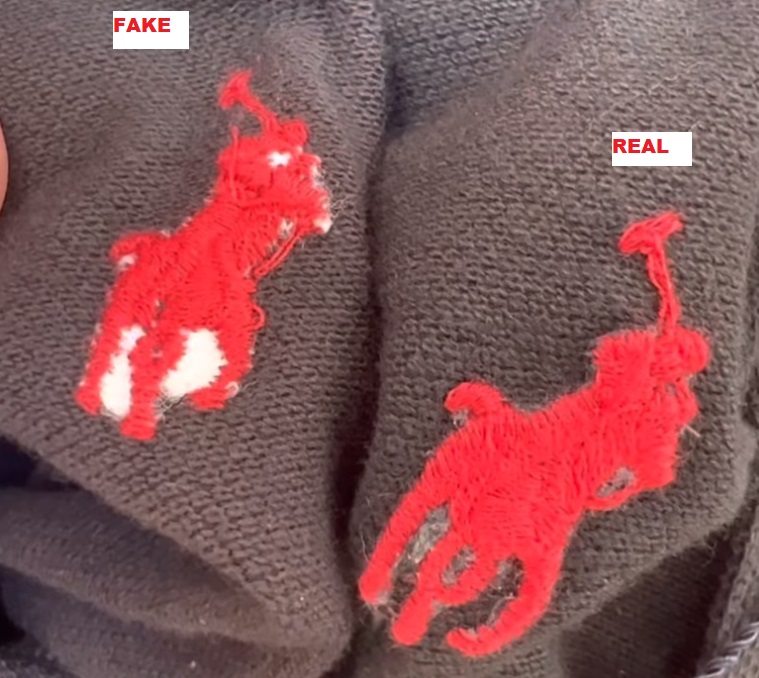 Real vs Fake Polo Ralph Lauren Shirt LOGO 2