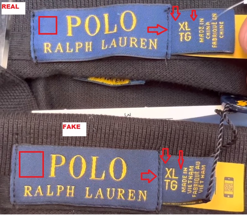 Real vs Fake Polo Ralph Lauren Shirt tags 4
