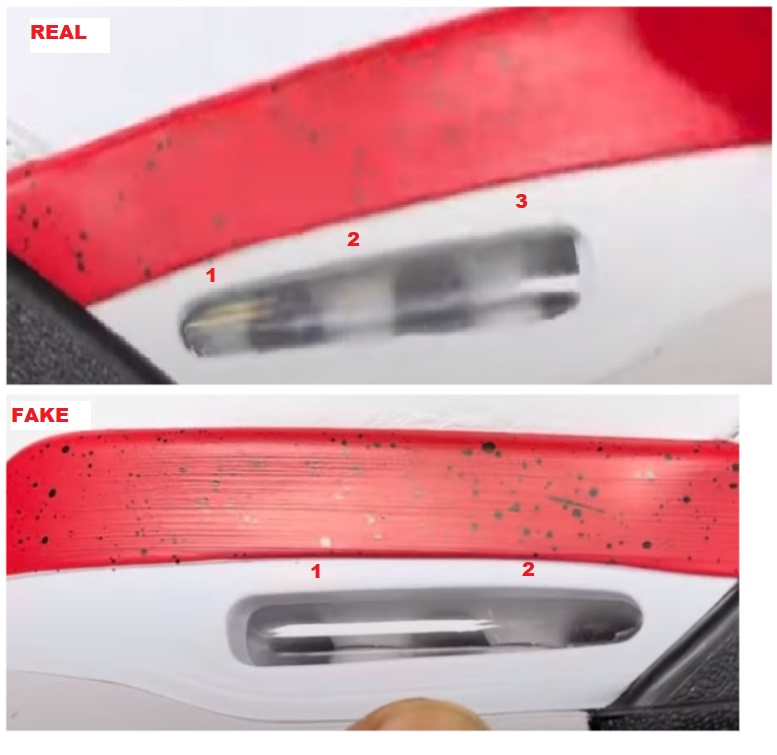 REAL VS FAKE AIR JORDAN 4 RED CEMENT AIR UNIT 1