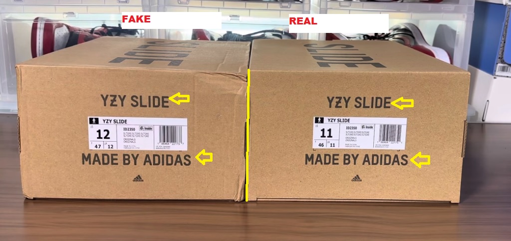 REAL VS FAKE Adidas Yeezy Slide Gray Slate BOX 1