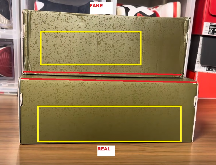 REAL VS FAKE Air Jordan 4 Olive Craft BOX 1