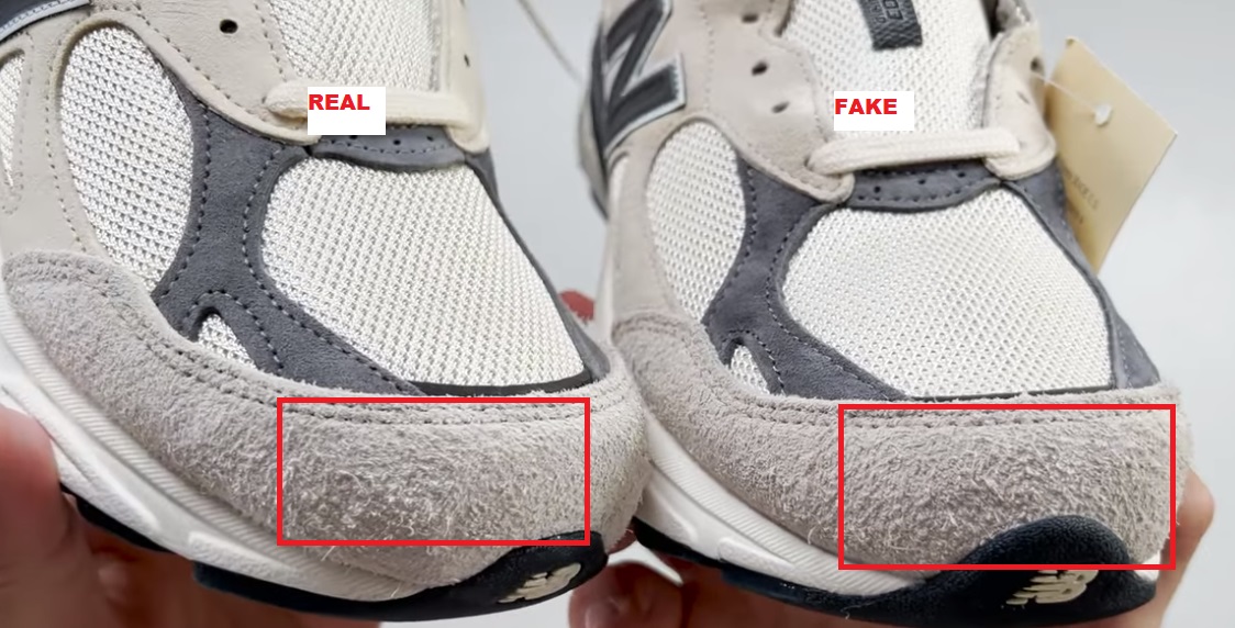 REAL VS FAKE NEW BALANCE 990V3 TEDDY SANTIS MOONBEAM TOE 1
