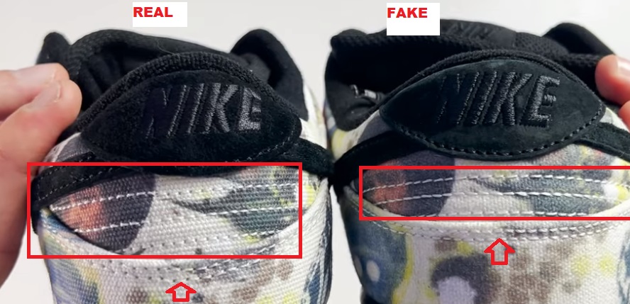 Real Vs Fake  Supreme Nike SB Dunk Low Rammellzee  back