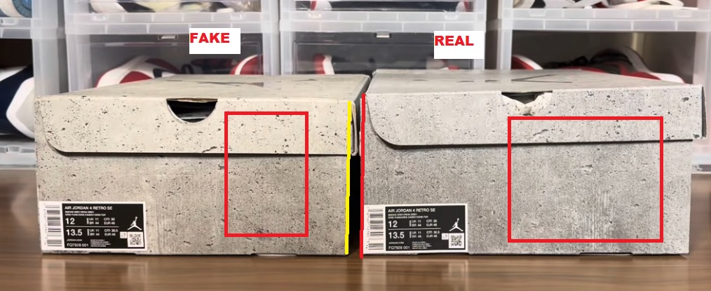 Real Vs Fake Air jordan 4 Se Wet Cement Box 1