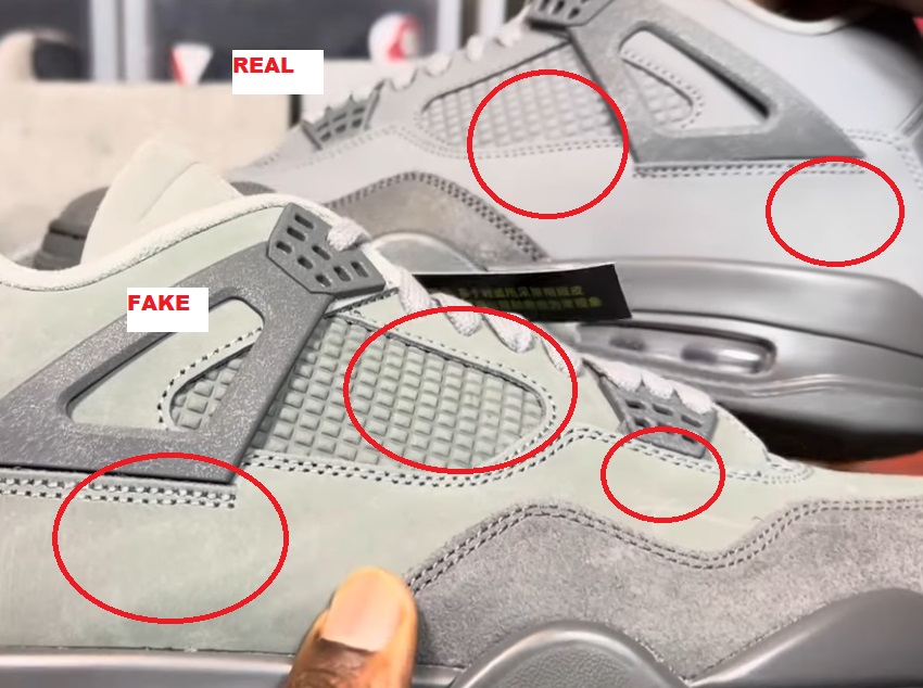 Real Vs Fake Air jordan 4 Se Wet Cement SIDE 2