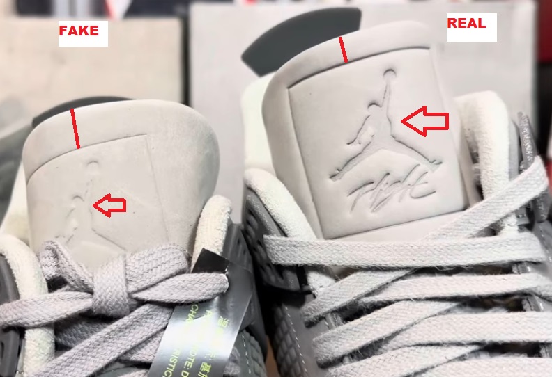 Real Vs Fake Air jordan 4 Se Wet Cement TONGUE 1