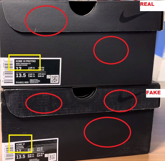 Real Vs Fake Nike Kobe 6 Reverse Grinch Box 2