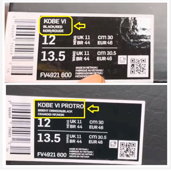 Real Vs Fake Nike Kobe 6 Reverse Grinch Box label