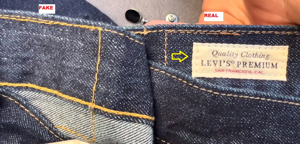 Real vs Fake LEvi's 501 Jeans BACK INSIDE
